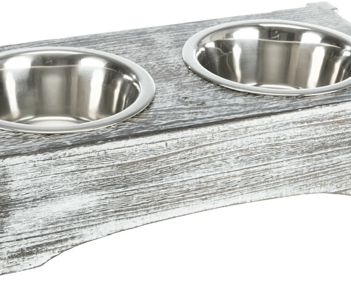 Sada nerez misek v dřevěném podstavci, 2x045l/12cm, 36x7x19cm, bílá