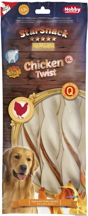 Nobby StarSnack BBQ Chicken Twist žvýkací tyčky M