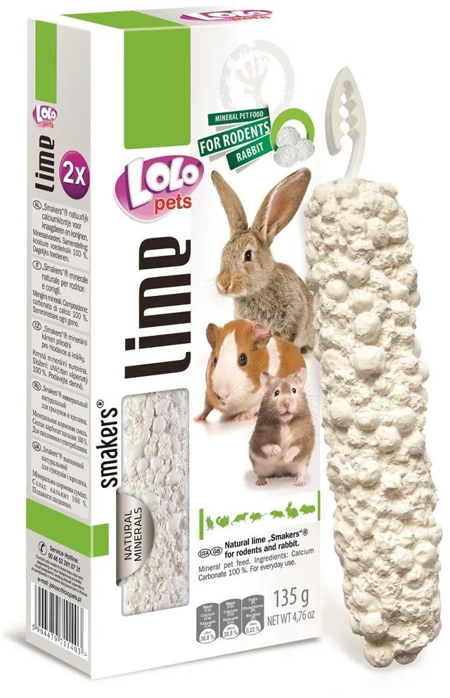 LOLO SMAKERS přírodní vápenná tyčinka pro hlodavce a králíky 135 g