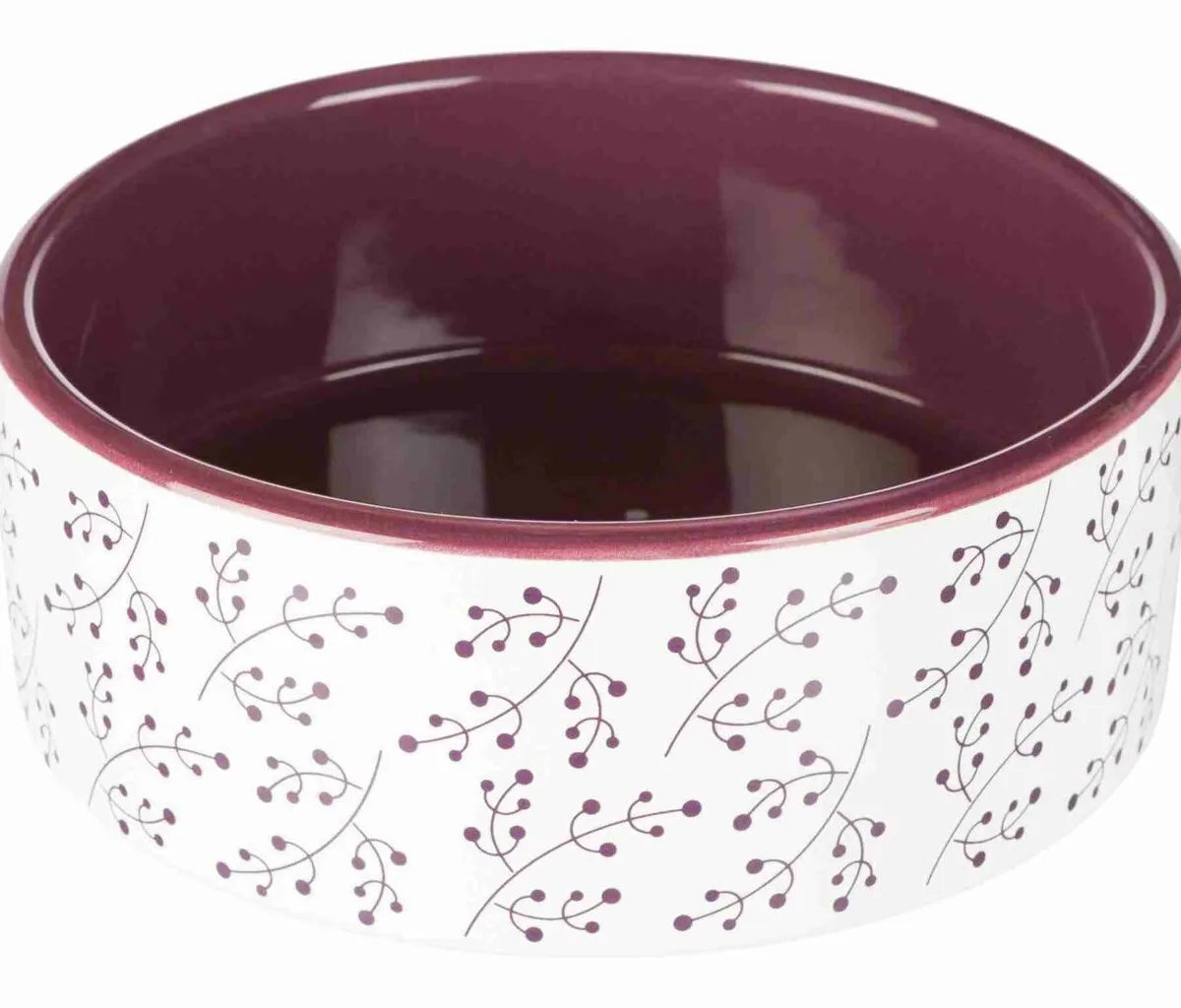 Keramická miska 0,8l/16 cm bílá s motivem rostlin/berry