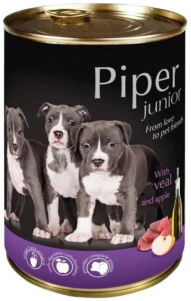 PIPER JUNIOR s telecím a jablky, konzerva pro štěňata