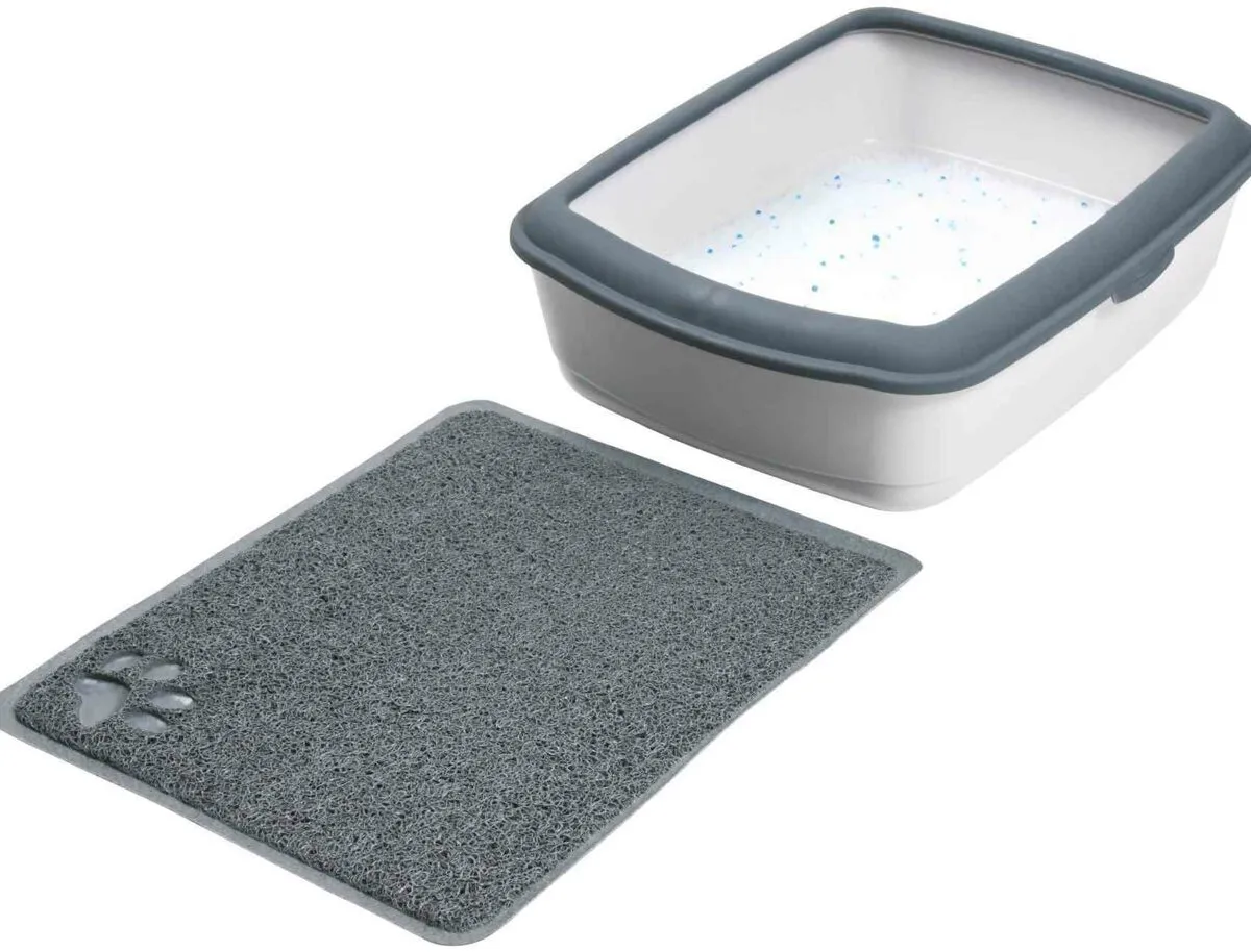 PVC předložka s tlapkou, šedá k WC 4