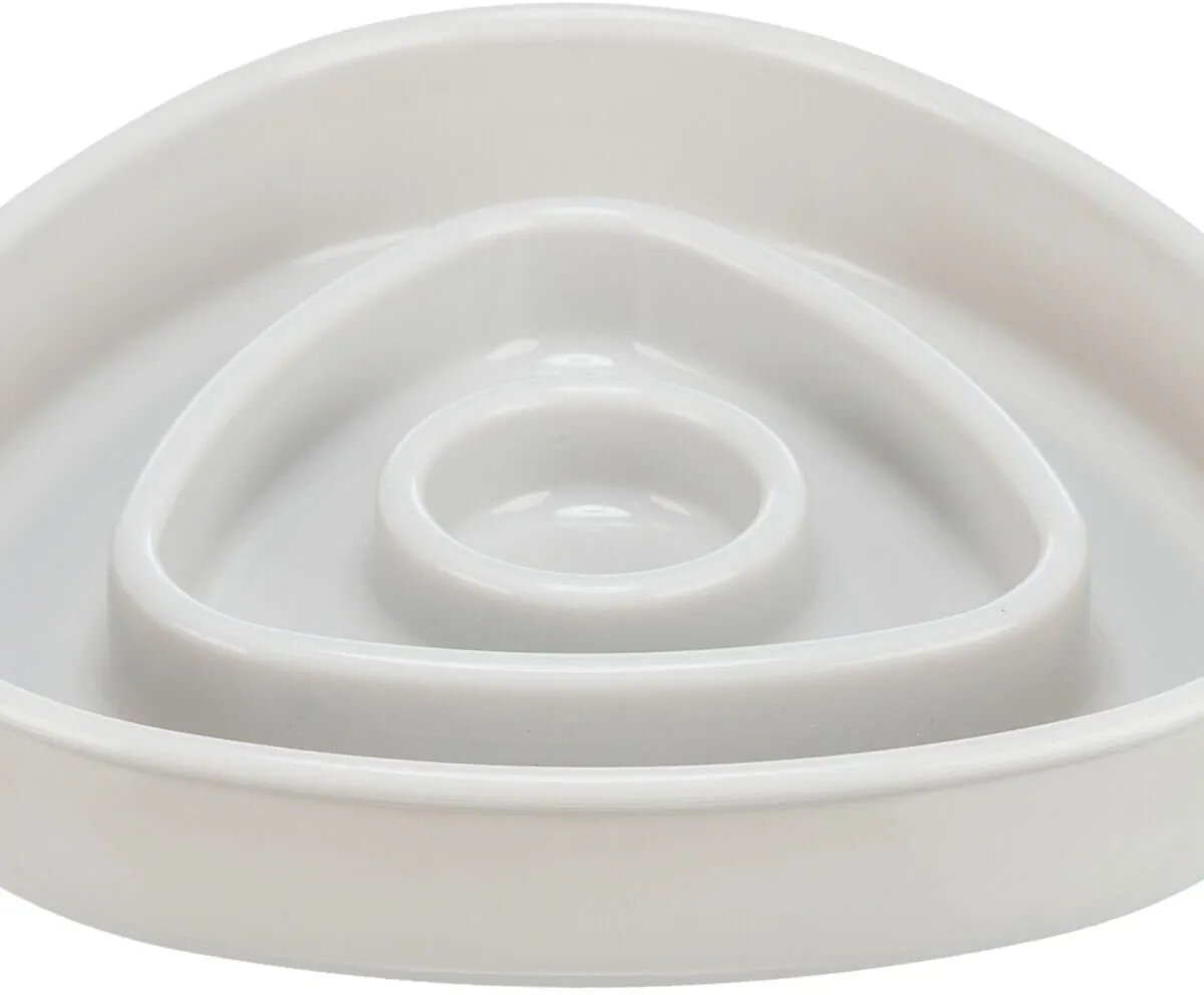 Miska k pomalému krmení, design triangl, 0,35l/15 ×15 cm, plast/TPR, šedá