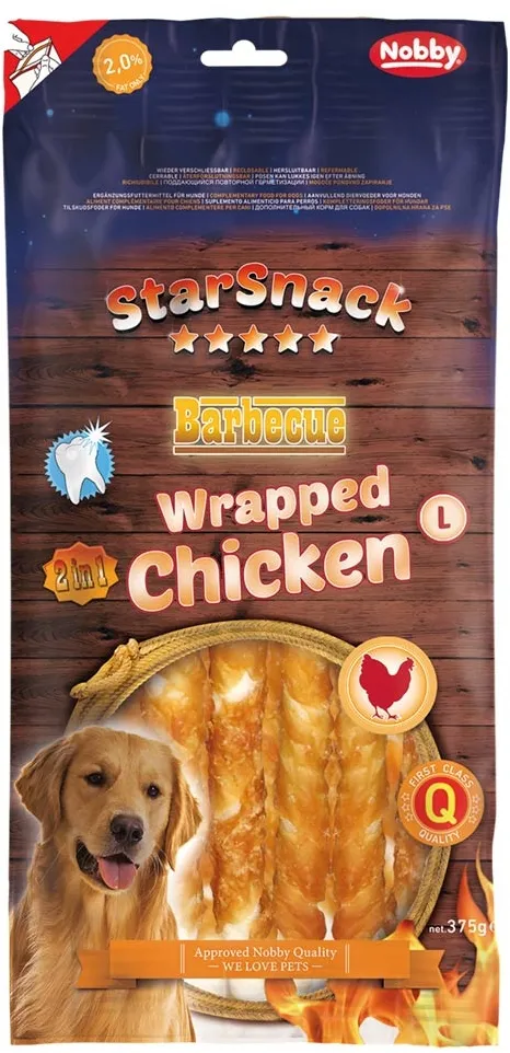 Nobby StarSnack BBQ Wrapped buvolí tyčky bílé s kuřecím